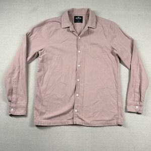 Hollister Shirt Mens M Flannel Chamois Embroidered Logo Mauve‎ Nude Pink